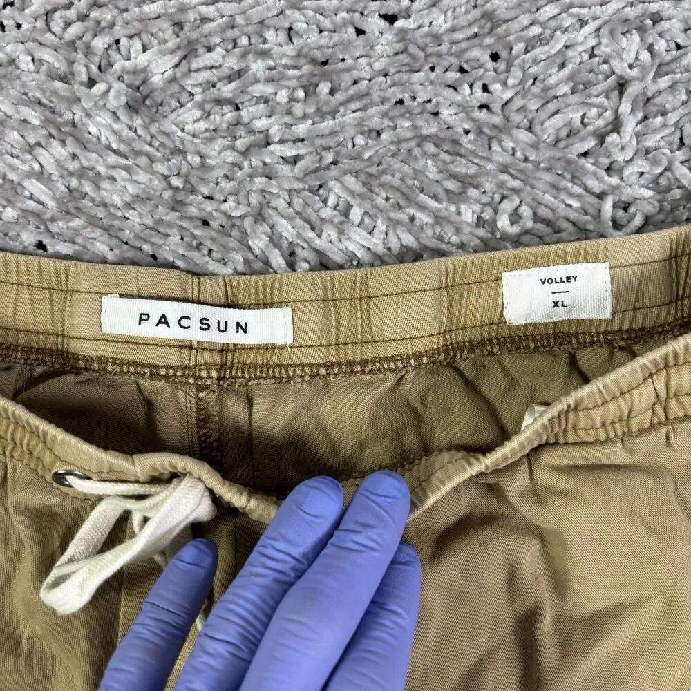 Pacsun Volley Shorts Mens XL Brown Athletic Chino Drawstring Preppy Golf Summer